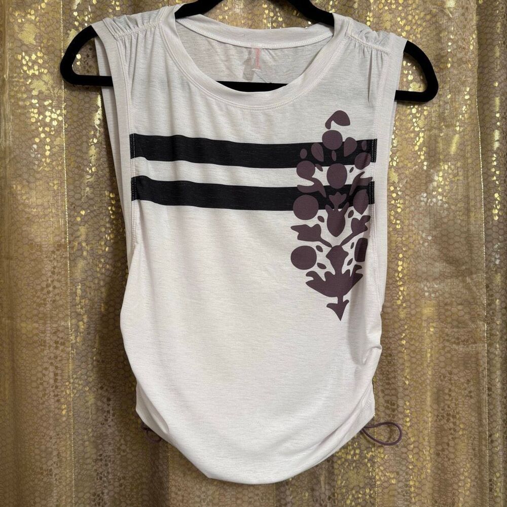 Free People Movement Tempo Sport Tank Top White Purple Small NWOT